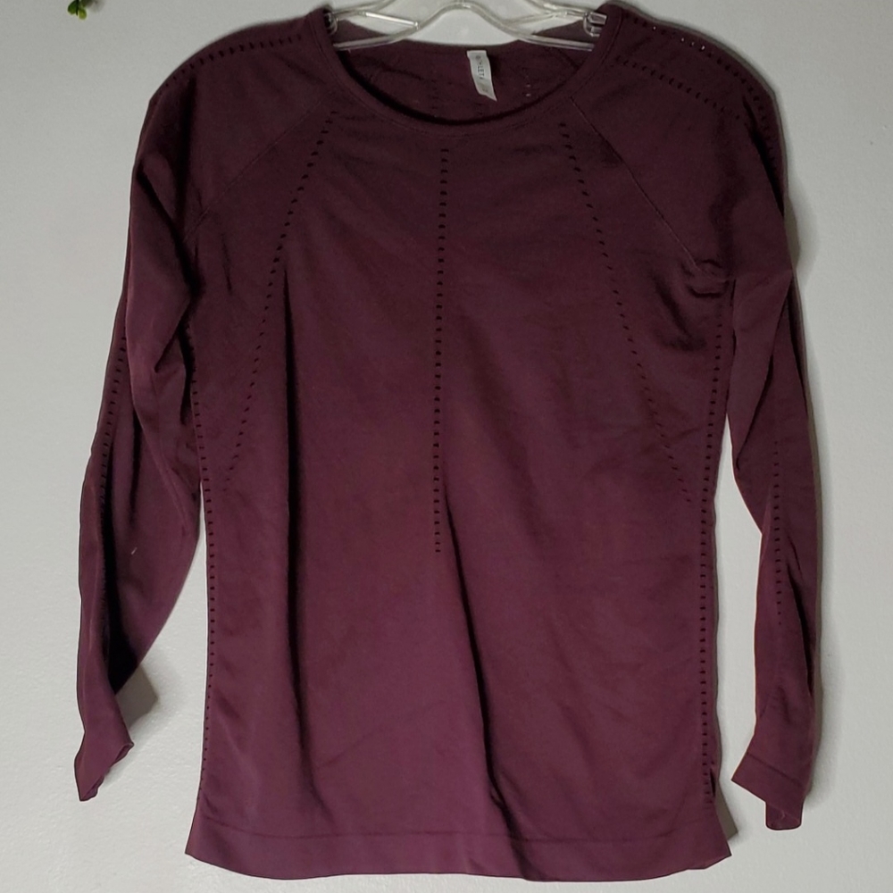 Athleta Speed Light Seamless Long Sleeve Top XS fits S Wine Style Fall 2021